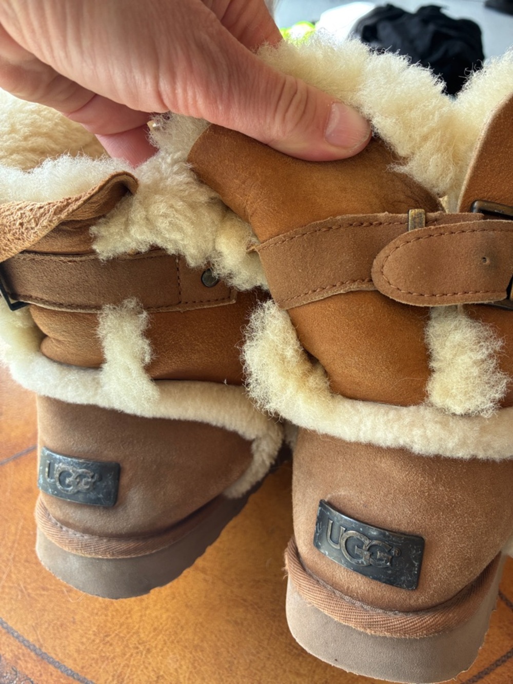 UGG Chestnut Shearling Cuffed Suede Boots